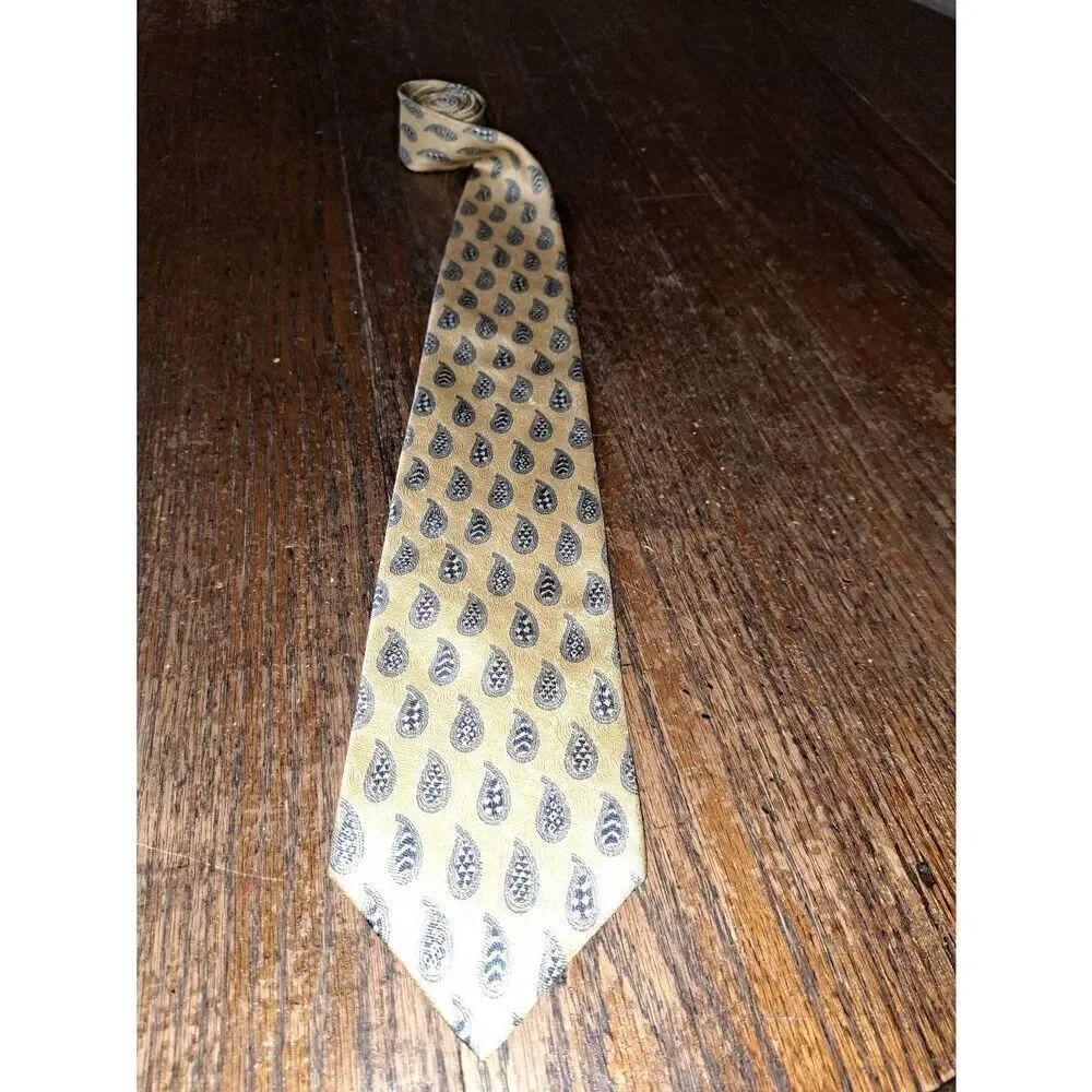 Parisian Signature Gold and Blue Silk Mens Neck Tie
